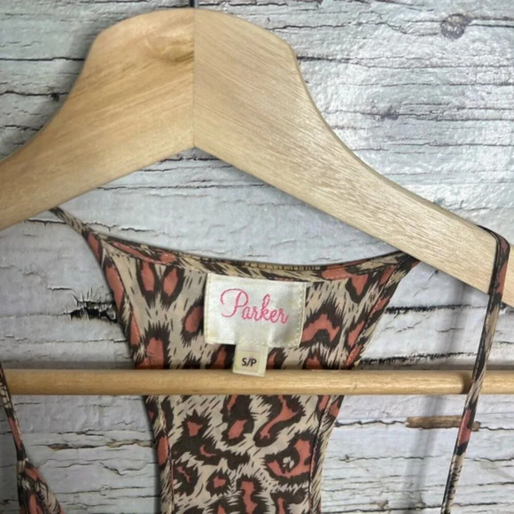 Parker mini leopard  print dress pink brown size small - Picture 4 of 7